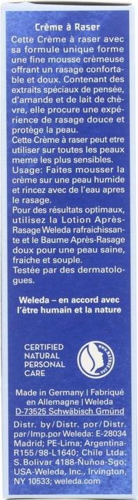 Nutritional values and ingredients Weleda Rasiercreme (75 ml, Shaving cream)
