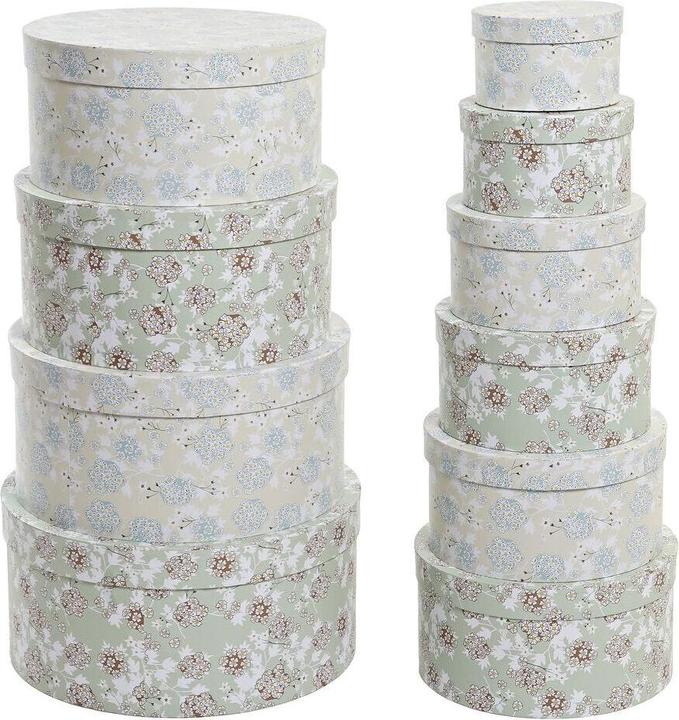 Image du produit DKD Home Decor Set of Stackable Organising Boxes Beige Green Cardboard (37,5 x 37,5 x 18 cm)