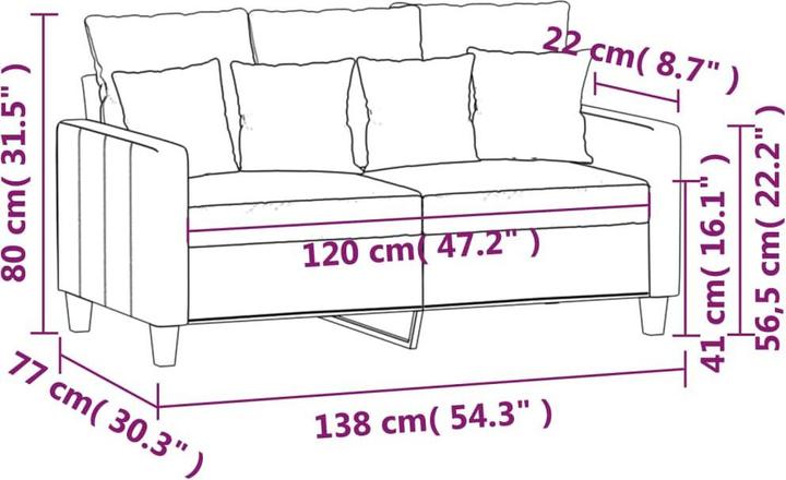 Immagine prodotto VidaXL Divano a 2 posti grigio chiaro da 120 cm in tessuto, colore (2 posti)