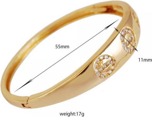 Hermex LUXUS Gold veredelt Armreifen Armband Charms Zirkonia - Gold (5.50 cm, Kupfer-Nickellegierung)