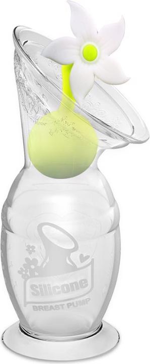 Haakaa Breast Pump with Suction Cup 150ml + Flower Cap Set - White