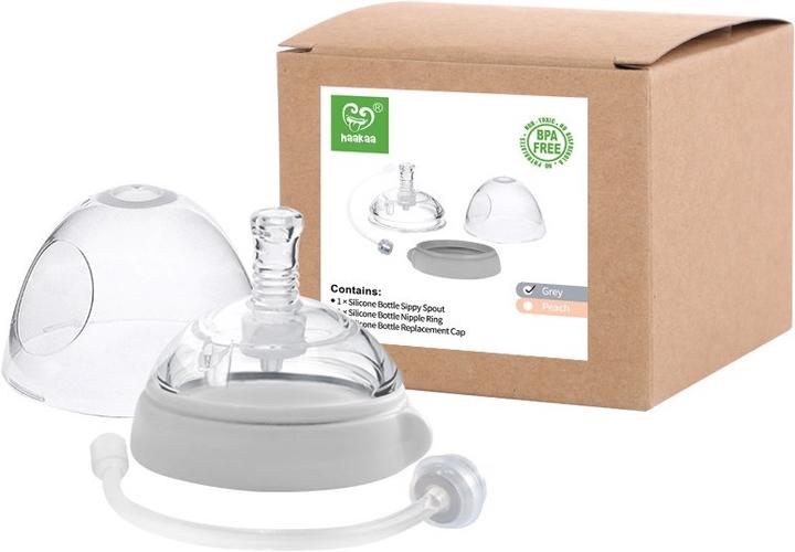 Actual product image Haakaa Generaion 3 Drinking Bottle Attachment with Automatic Straw Set - Grey