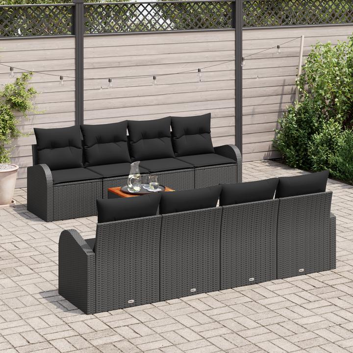 Produktbild VidaXL 9-teiliges Garten Sofa Set mit Kissen Schwarz Poly Rattan Akazie