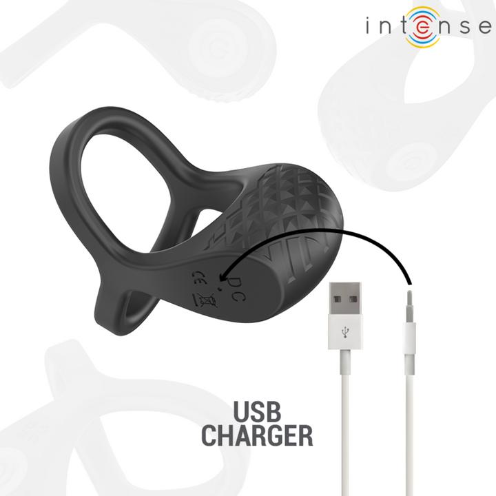 Produktbild Intense Alex Vibrator Doppel-Penisring 10 Vibrationen Schwarz