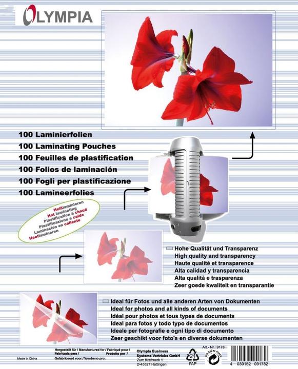 Produktbild Olympia Laminierfolien (A6, 100 Stück, 125 µm)