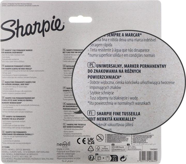 Produktbild Sharpie Marker Fein Rundspitze F (Mehrfarbig, Grau, 1 mm, 24 x)