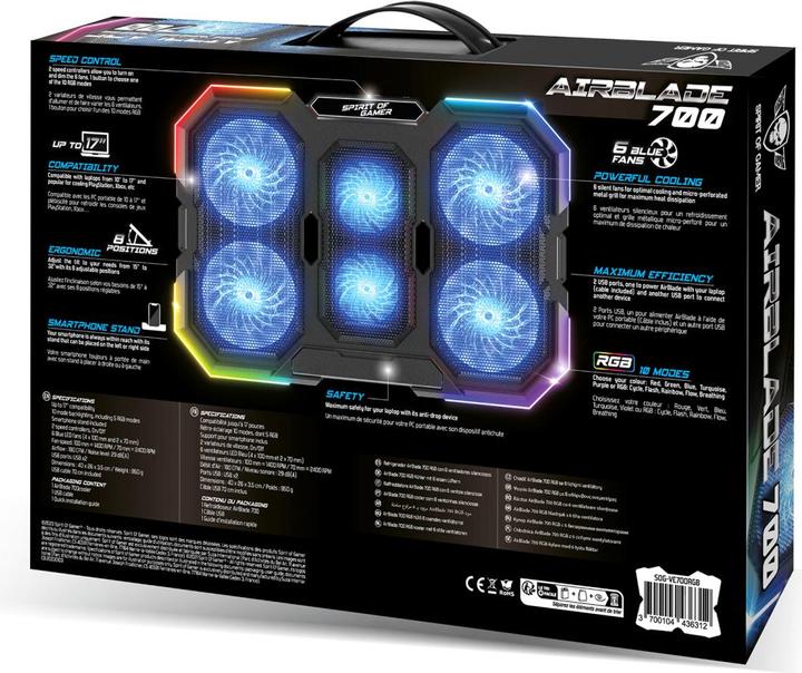 Image du produit Spirit Of Gamer Refroidisseur pour ordinateur portable AIRBLADE 700 RGB