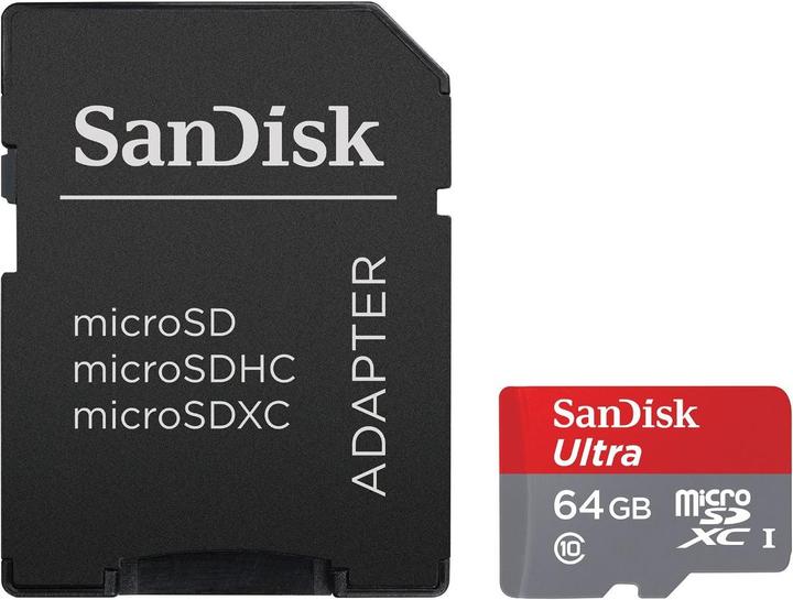 Produktbild SanDisk Ultra microSDXC U1 mit Adapter (64 GB, microSDXC, U1, UHS-I)