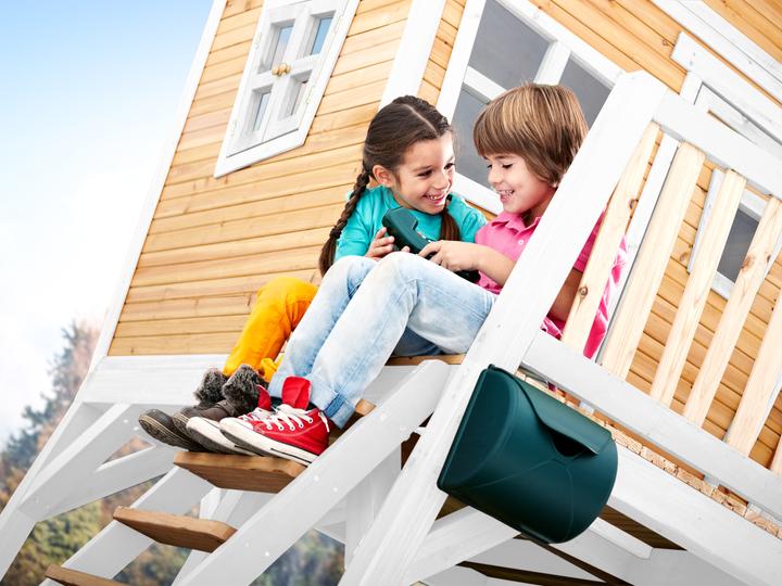Produktbild Axi Max Spielhaus Braun/Weiss - Rote Rutsche