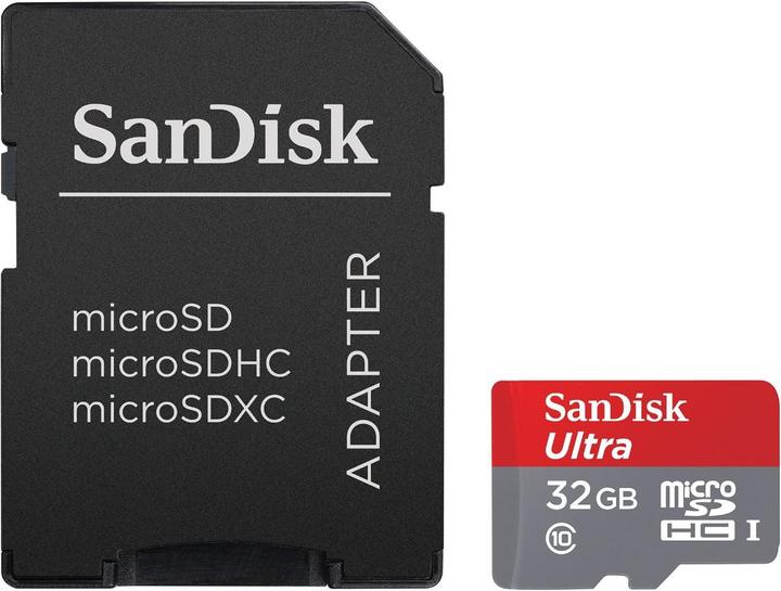 Actual product image SanDisk Ultra microSDHC U1 with adapter (32 GB, microSDHC, U1, UHS-I)