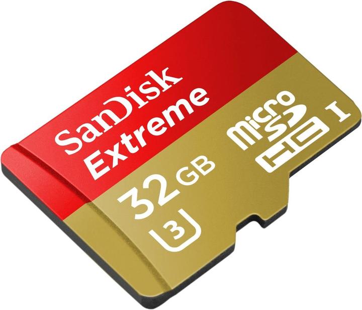 Actual product image SanDisk Extreme microSDHC U3 with adapter (32 GB, microSDHC, U3, UHS-I)