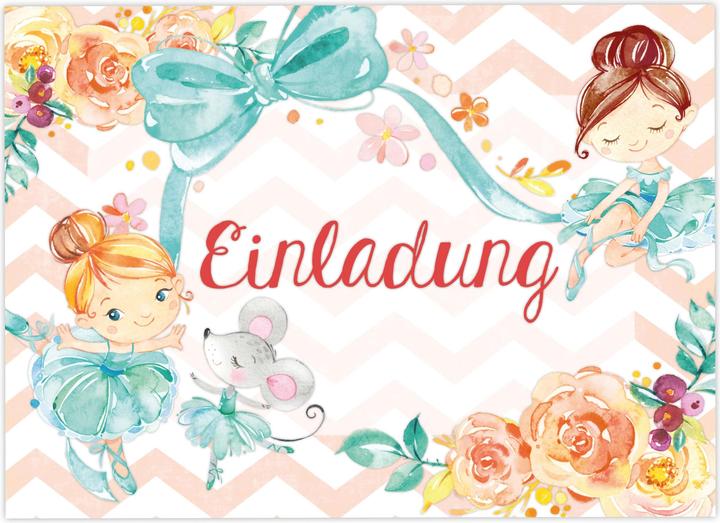 Produktbild Papierdrachen 12 Einladungskarten zum Geburtstag – Ballerina (12 Stk.)