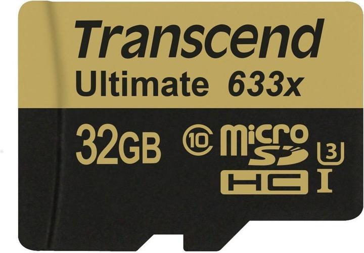 Transcend microSDHC Ultimate 633x UHS-I U3 mit Adapter (32 GB, microSDHC, U3, UHS-I)