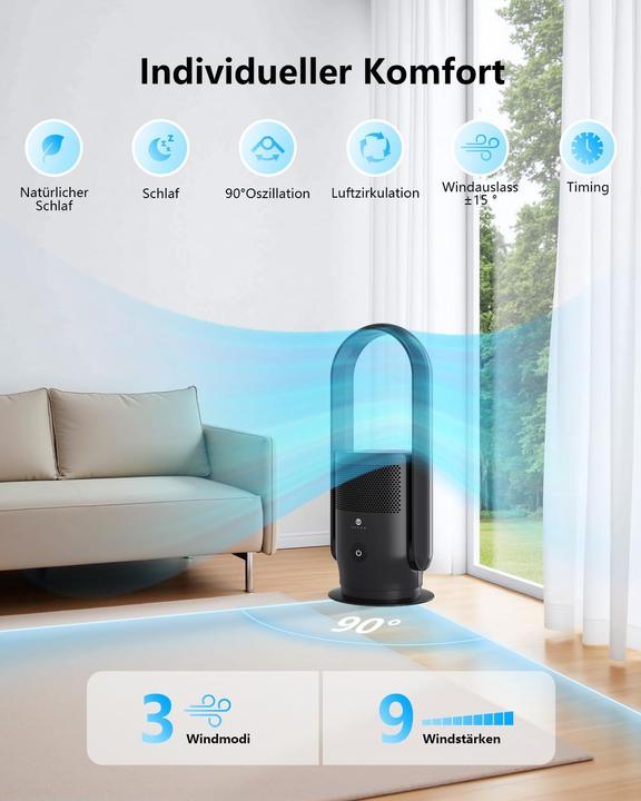 Actual product image U Ultty Rotorloser Turmventilator mit Luftreiniger und HEPA Filter (32 dB)