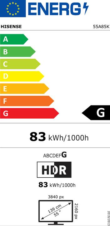 Energie-Label Hisense TV 55A85K (55", OLED, UHD, 2023)