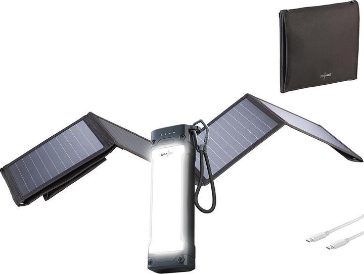 Produktbild Revolt Outdoor-USB-Powerbank mit 28-Watt-Solar-Ladegerät, 20.000 mAh (20000 mAh, 20 W, 28 Wh)