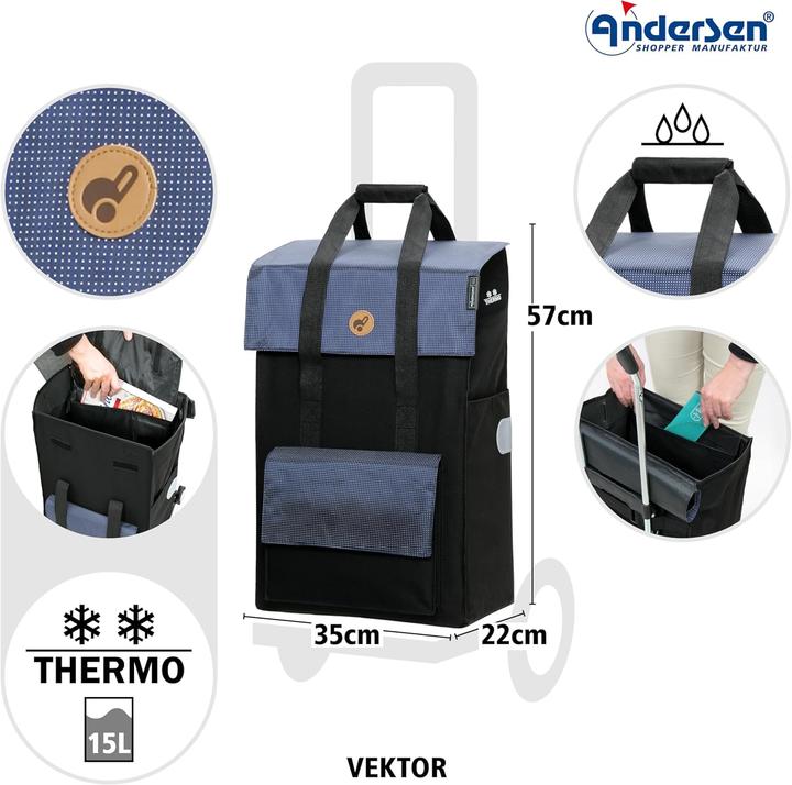 Image du produit Andersen Royal Vektor Einkaufstrolley klappbar mit Kühlfach