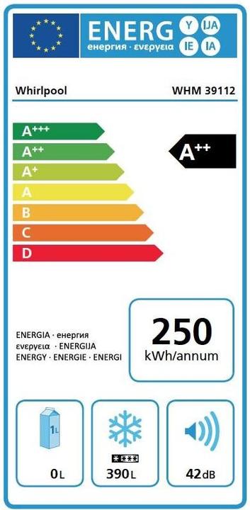 Label énergétique Whirlpool Whm 39112 (Autonome, 390 l)