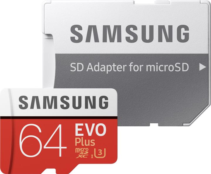 Image du produit Samsung Evo+ microSD UHS-I (64 Go, microSDXC, U3, UHS-I)
