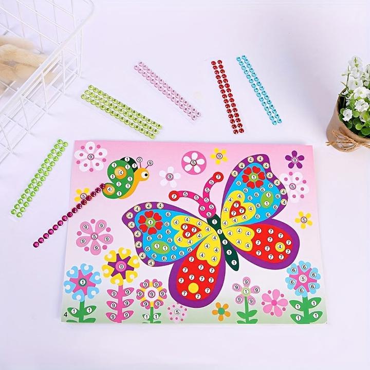 Produktbild Activity Board 10 Stück Whimsical DIY Diamond Sticker - bunte Einhorn-, Regenbogen- und Blumenmotive mit