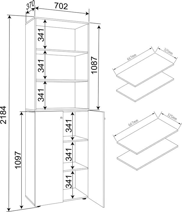 Nährwerte und Zutaten VCM Büroschrank Aktenschrank Regal Lona 6f (70 x 40 x 220 cm)
