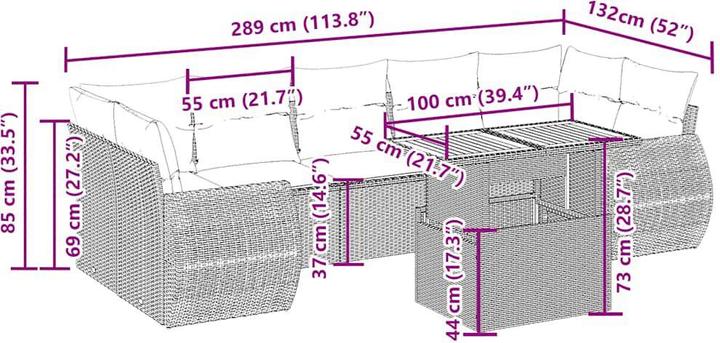 Produktbild VidaXL Gartenmöbel Sofa Garnitur Gartengarnitur Garten Sitzgruppe 8-tlg. Beige