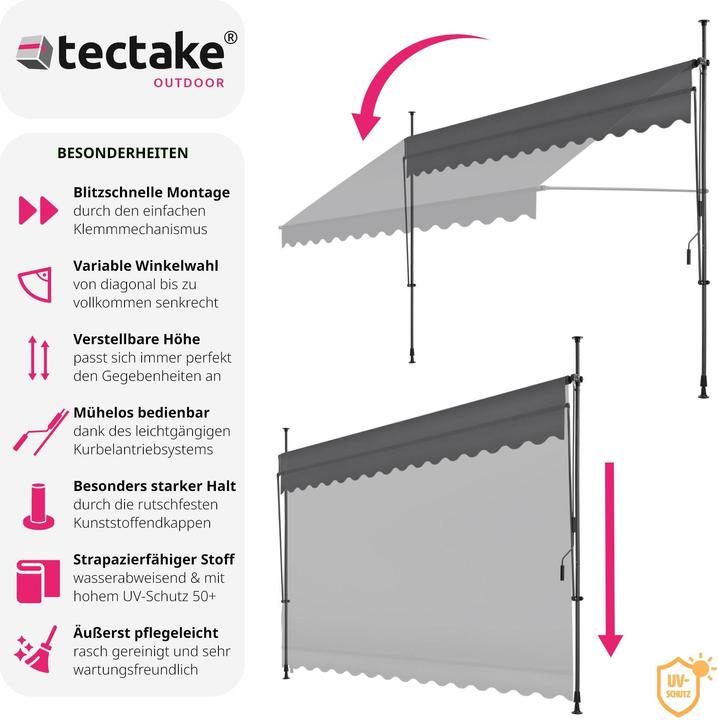Produktbild tectake Klemmmarkise (4 m)