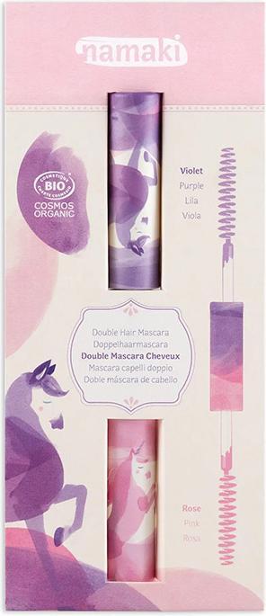 Image du produit Namaki Mascara bio double pour les cheveux 9ml, violet & rose (Cils roulants)