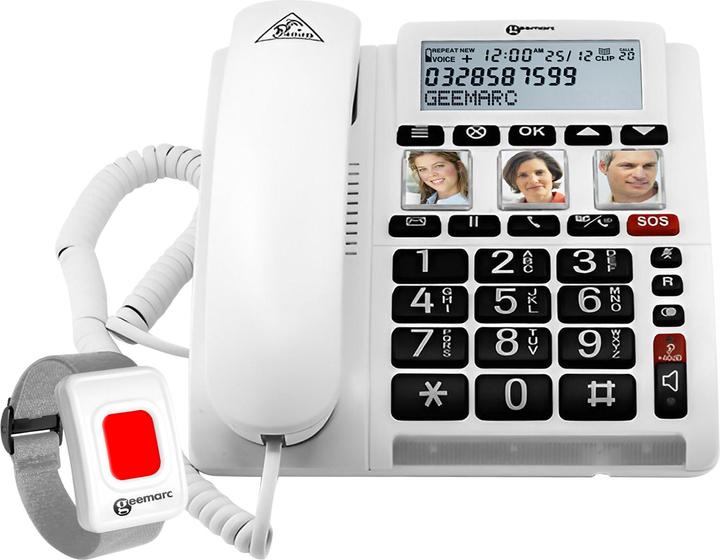 Image du produit Geemarc CL610 Téléphone d'urgence filaire avec bracelet SOS