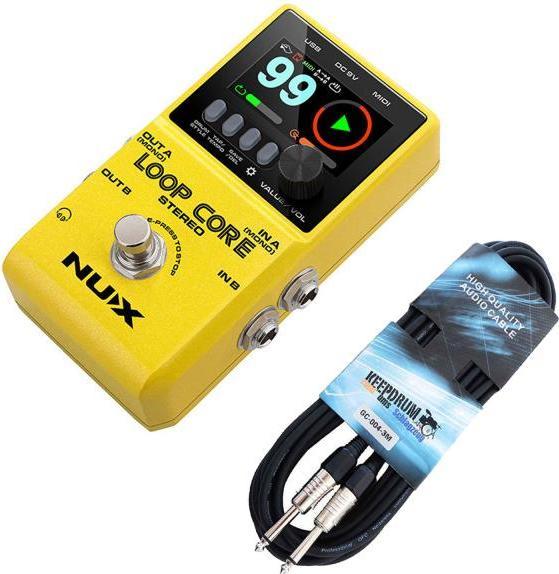 Produktbild NUX Loop Core Stereo Effektgerät Looper-Pedal mit Instrumentenkabel (Gitarre, Bass)