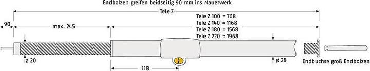 Produktbild Abus Tele-Z 100 Chr. AL0125 Teleskopstange chrom