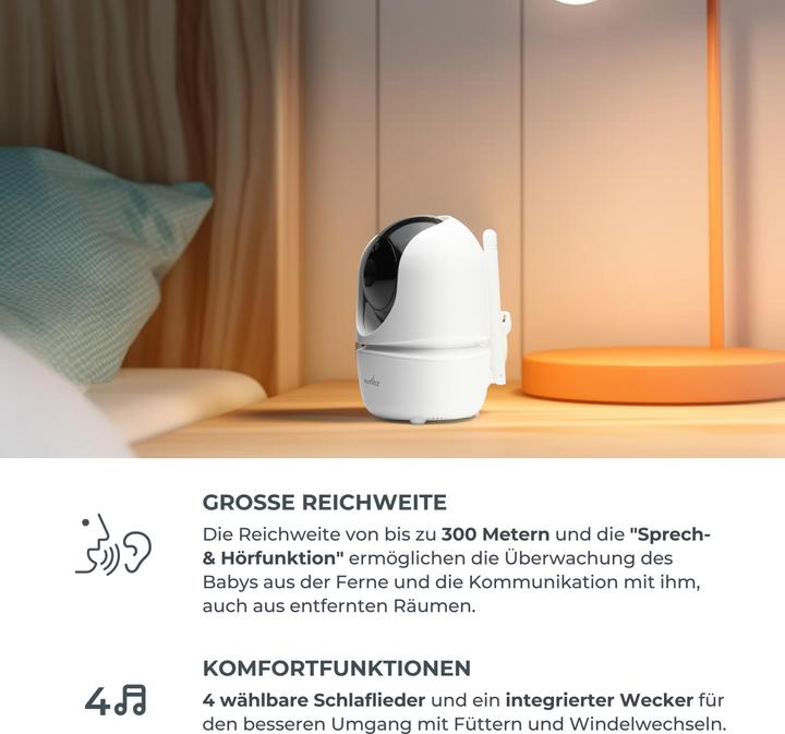 Produktbild Nuvita Audio-Video-Babyphone digital 4,3" mit Schwenk- und Neige-Kamera (Babyphone mit Kamera, 300 m)