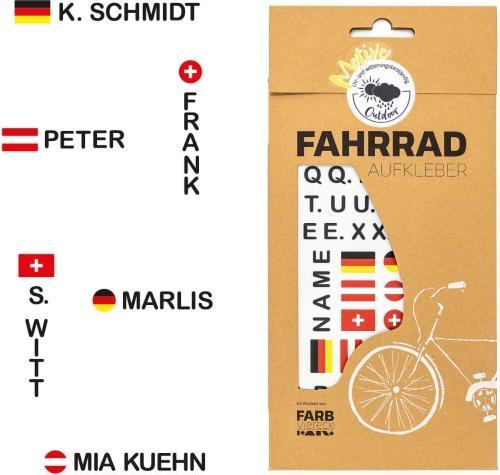 Farbviereck Namensaufkleber mit Flagge Motive Aufkleber / Sticker