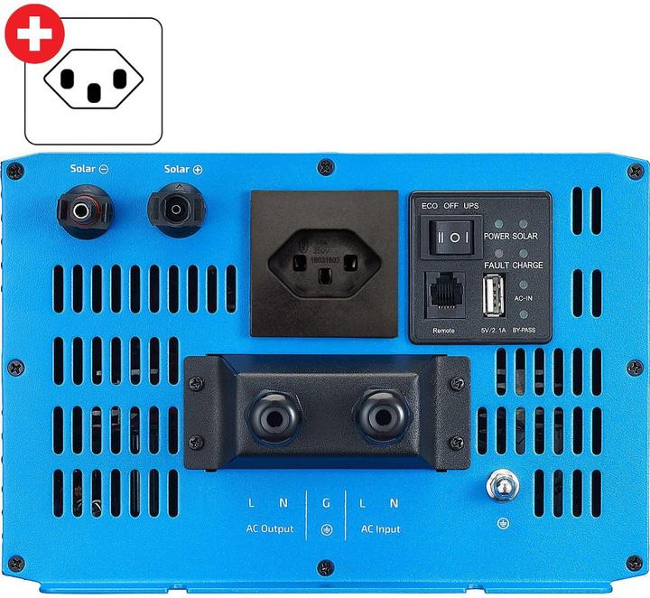 Immagine prodotto Ective SSI 25 Sinus-Wechselrichter 2500W 24V mit Netzvorrang, Ladegerät & MPPT Laderegler (CH-Stecker)