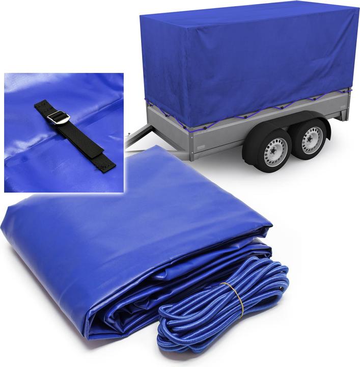 Actual product image Wiltec Trailer Tarpaulin 2075x1140x900 mm with 2 Straps Made of Weather Resistant Polyester 1000D