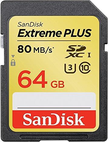 Produktbild SanDisk Extreme Plus SDXC (64 GB, SDXC, U3, UHS-I)