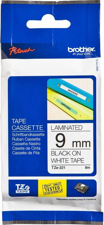 Actual product image Brother TZe-221 (0.90 cm, White, Black)