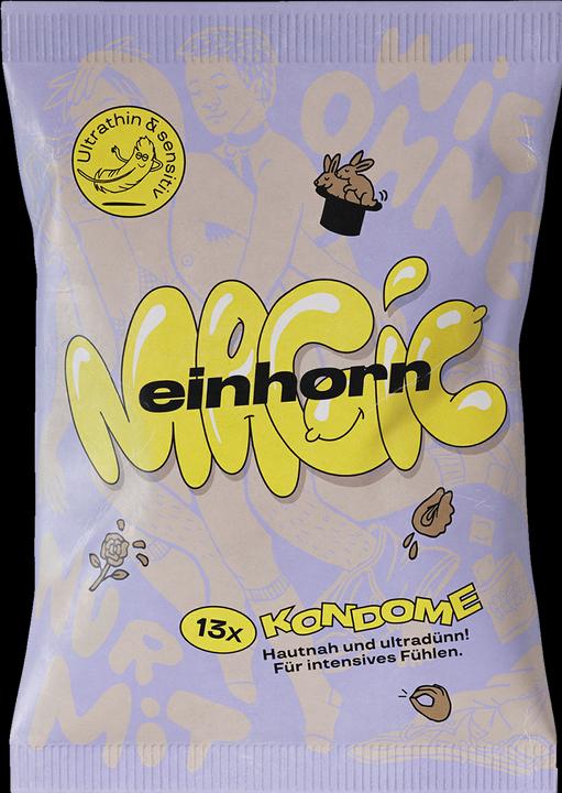 Actual product image Einhorn Condoms "MAGIC": 13 thin vegan condoms in a chip bag (13 pcs.)
