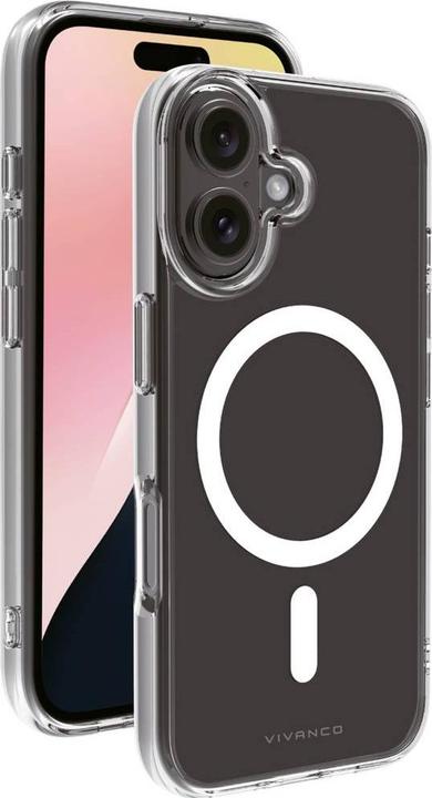 Actual product image Vivanco MAG STEADY Cover for iPhone 16, transparent, 1.5m Drop-Protection, MagSafe Support (Apple iPhone 16)