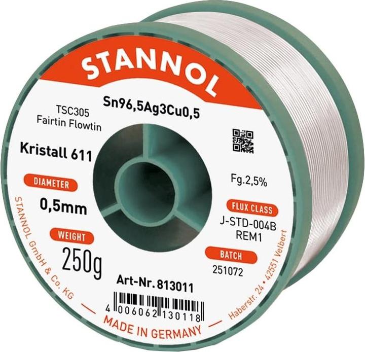 Actual product image Stannol Solder wire 611 2,5% Ø 0,5 (Solder)