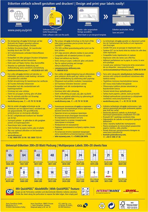 Actual product image Avery Universal Labels