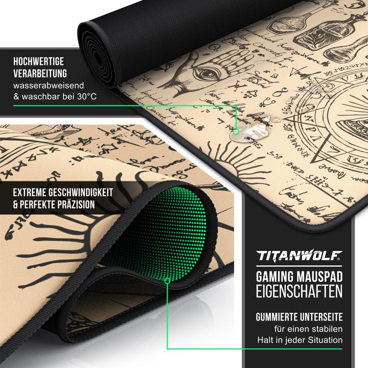 Actual product image Titanwolf Gaming mouse pad, 900 x 400mm XXL mouse mat, improves precision & speed, Alchemy (XXL)