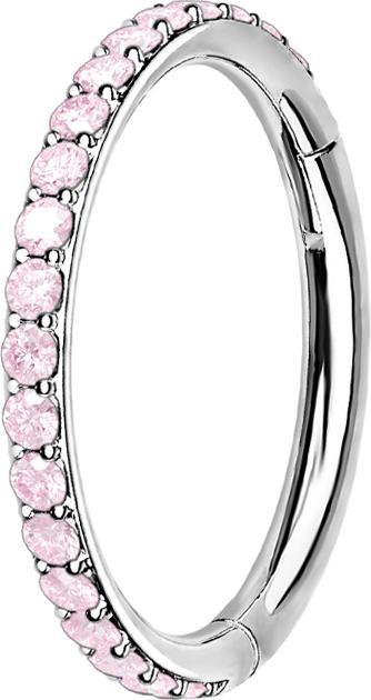 Star Piercing Micro Segmentring klappbar silber seitlich Kristalle pink (Chirurgenstahl 316L, ohne Messing)