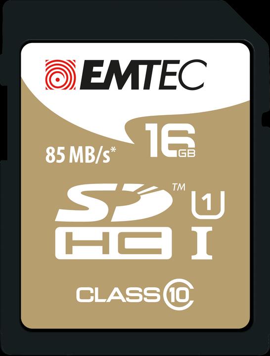 Actual product image Emtec Gold+ Flash memory card (16 GB, SDHC, U1, UHS-I)