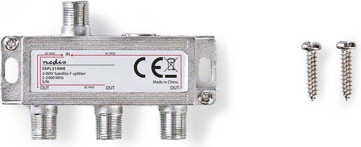 Actual product image Nedis Satellite Splitter | 5 - 2400 MHz | 10.5 dB | Number of inputs: 1 | Number of outputs: 3 | I (Manifolds and Branchers)