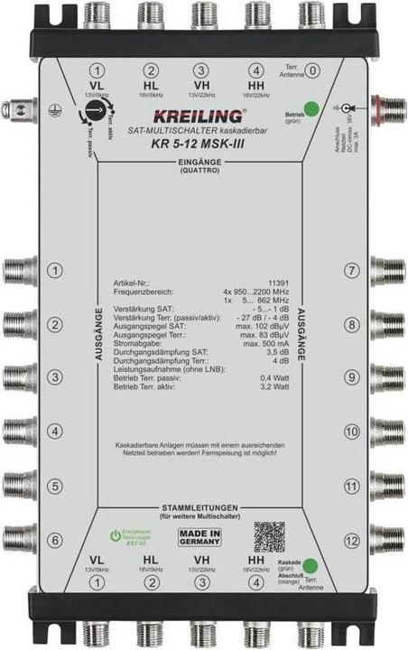 Produktbild Kreiling Multischalter kaskadierbar 4+1Eing 12 Teil KR 5-12 MSK-III (Multischalter)