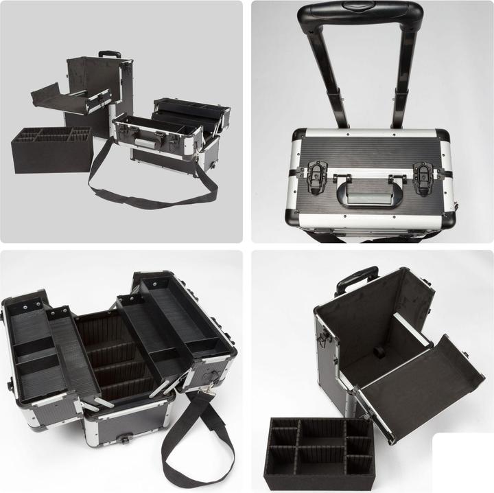 Produktbild Velleman TROLLEY-KOFFER - ALUMINIUM - 370 x 225 x 670 mm - SCHWARZ (66.90 l, M (50 - 90l))