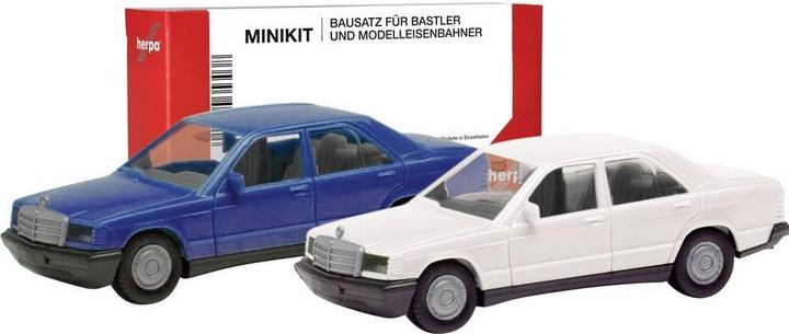 Herpa 012409-009 H0 PKW Modell Mercedes Benz 190E, blau und classicweiss