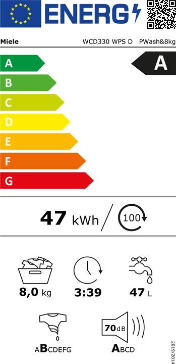 Energie-Label Miele WCD330 WPS D (8 kg, Rechts)