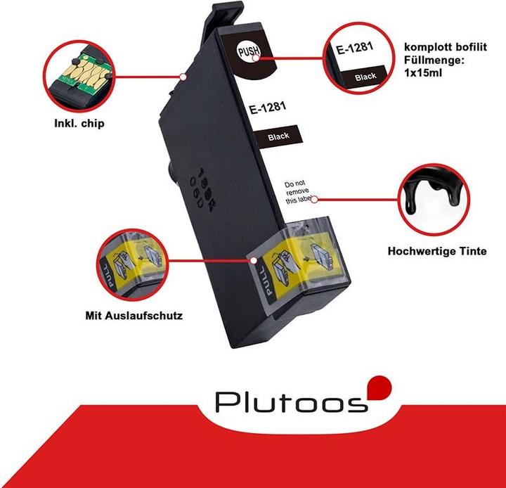 Produktbild Plutoos Epson T1281 T1282 T1283 T1284 Patrone XXL kompatibel, 4er Farbset (M, C, Y, BK)